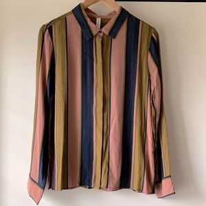 Gentle Fawn Striped Button-Up Blouse in Pink, Olive & Navy